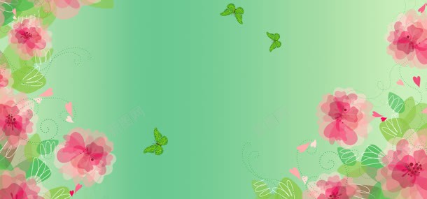 春天背景jpg设计背景_新图网 https://ixintu.com PSD素材 图片 展板 广告设 春色 绿叶 绿色背景图片 蝴蝶 鲜花