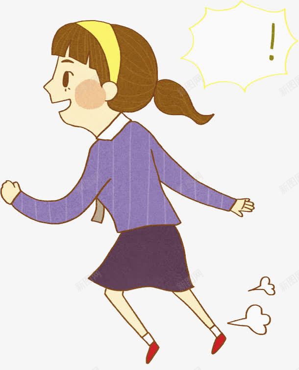 跑步的女孩png免抠素材_新图网 https://ixintu.com 卡通 奔跑 女孩 学生 孩子 对话框 手绘 水彩 跑步
