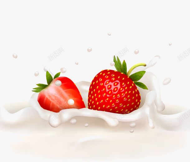 浮在牛奶上的草莓png免抠素材_新图网 https://ixintu.com 奶茶 新鲜 草莓酸奶