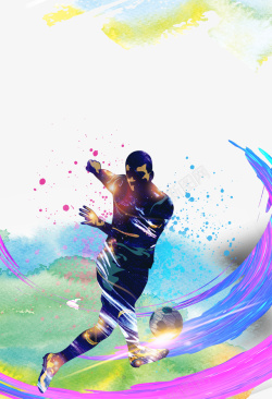足球俱乐部海报彩色踢足球的运动员高清图片