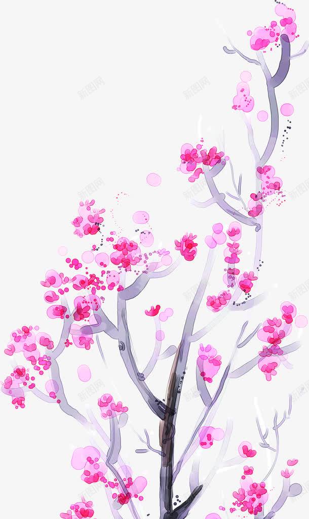 粉色桃花水彩手绘png免抠素材_新图网 https://ixintu.com 桃花 水彩 粉色