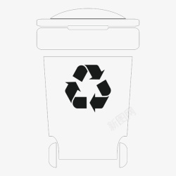 简约垃圾桶白色简约保护环境可回收标志的垃图标高清图片