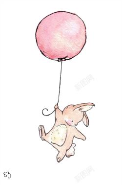 粉色玉兔拿着气球的兔子高清图片