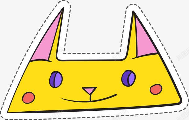 黄色卡通小猫卡通贴纸png免抠素材_新图网 https://ixintu.com 三角形 几何 卡通 可爱 小猫 手绘 线稿 装饰 黄色