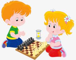 小孩下象棋素材