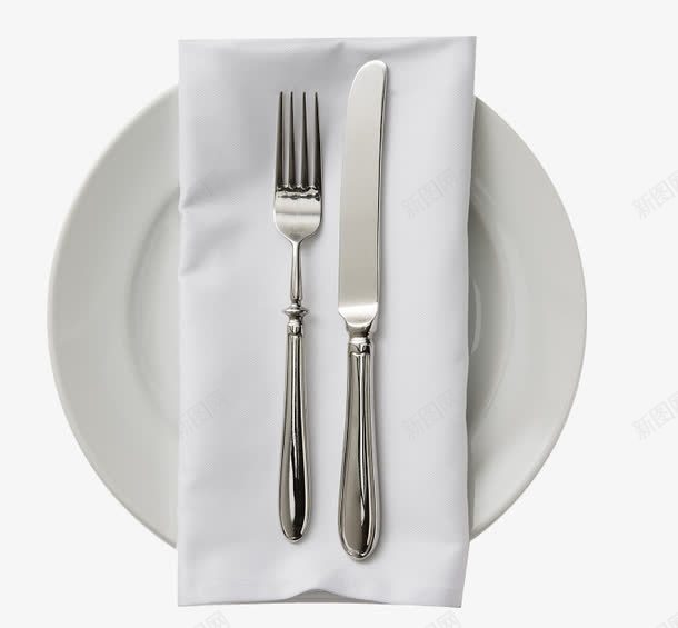 餐具一份png免抠素材_新图网 https://ixintu.com 刀叉 白色 盘子 纸巾 西餐具
