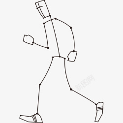 站立的人物线描火柴人跑步图标高清图片