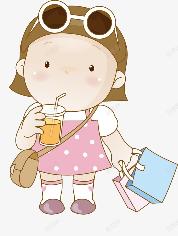 卡通喝果汁的小女孩png免抠素材_新图网 https://ixintu.com 女孩 女生 学生 杯子 果汁 水彩 饮品 饮料