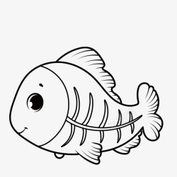 鱼刺骨头手绘简笔可爱小鱼图标高清图片