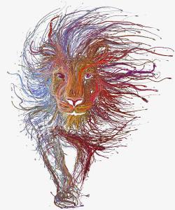 创意线条图彩色线条组成的狮子头高清图片