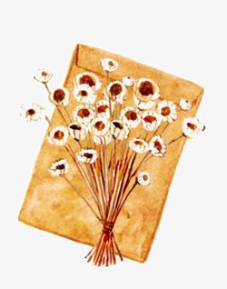 牛皮纸文件袋手绘秋天的花朵高清图片