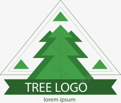 三角形绿色大树标签矢量图素材