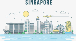 广州市标志性建筑物新加坡景象矢量图高清图片