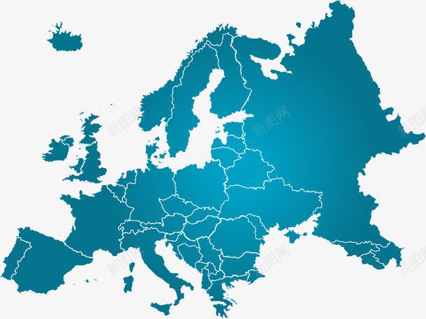 欧洲地图png免抠素材_新图网 https://ixintu.com 卡通手绘 地图 欧洲 蓝色