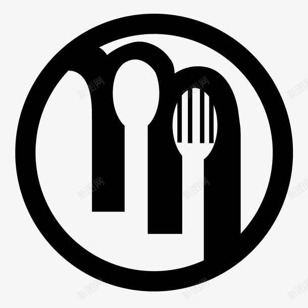 刀子圆形叉子黑色厨房logo图标png_新图网 https://ixintu.com 刀子 创意 厨师 厨房logo 叉子 可爱 圆形 美观 美食