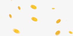 黄色购物筐飞舞的金币高清图片