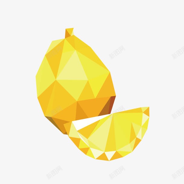 多边形柠檬png免抠素材_新图网 https://ixintu.com 几何装饰 分块水果 柠檬 水粉静物 矢量素材 立体水果 色块层叠 黄色