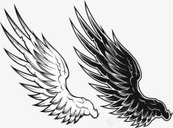 恶魔和天使岛复古黑白单翅膀高清图片