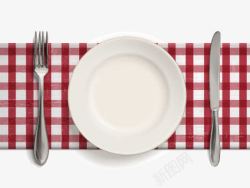 红格子围巾餐具高清图片