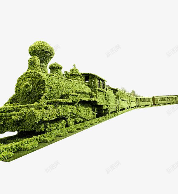 长草的火车png免抠素材_新图网 https://ixintu.com 植物 火车 绿植火车 绿色植物 绿色火车