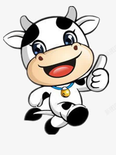 可爱的大头奶牛png免抠素材_新图网 https://ixintu.com 动物 卡通 卡通牛尾巴 图片 素材 黑白牛