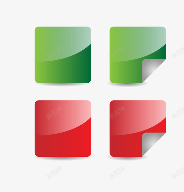 绿色和红色方形折页标签png免抠素材_新图网 https://ixintu.com 折页 方形 标签 红色 绿色