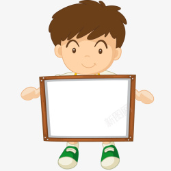 拿白板的男孩拿着白板的卡通男孩高清图片