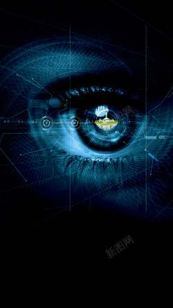 深邃眼神蓝色商务眼睛科技H5背景高清图片