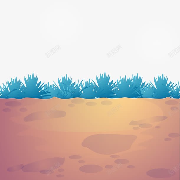 手绘海底png免抠素材_新图网 https://ixintu.com 土地 地面 手绘 植物 海底 珊瑚 蓝色
