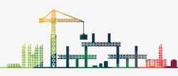 建筑工地剪影建筑工地彩色剪影高清图片