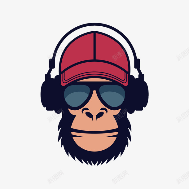 追逐潮流的猩猩图标png_新图网 https://ixintu.com 卡通 听音乐 商务 图标 封面 插图 猩猩 耳机 运动耳机跑步挂耳式