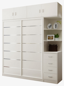 白色移门二门板式整体组合移门衣柜高清图片