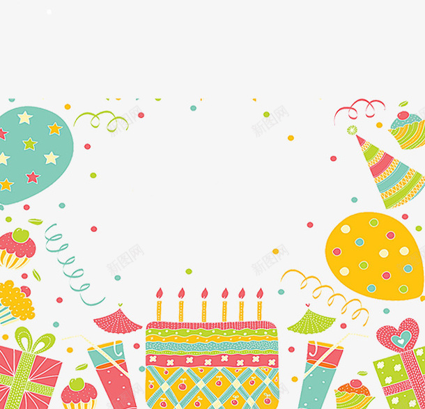 卡通蛋糕彩色装饰png免抠素材_新图网 https://ixintu.com 卡通 卡通蛋糕 气球 生日