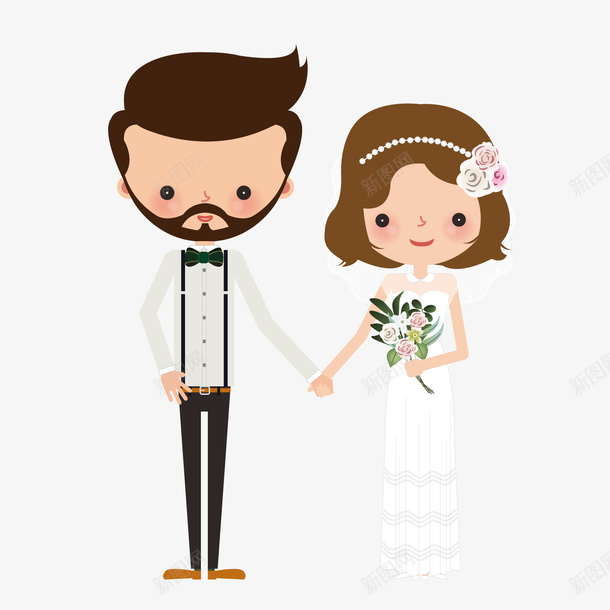 卡通婚礼新娘新郎png免抠素材_新图网 https://ixintu.com 卡通人物 婚庆季 婚礼装饰 新娘新郎 结婚