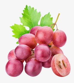 皮带紫色皮带叶子的葡萄实物高清图片