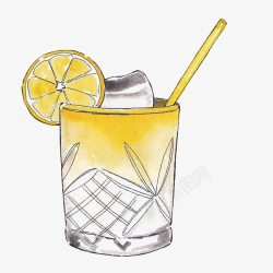 柠檬茶手绘水彩柠檬茶高清图片