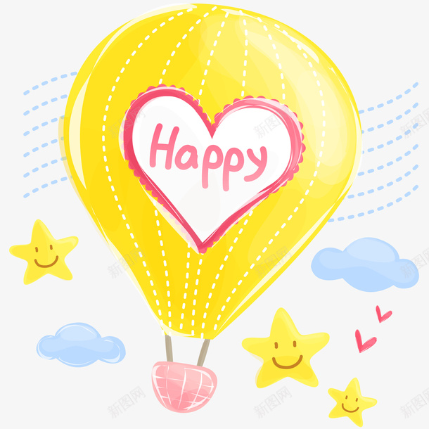 卡通热气球与星星png免抠素材_新图网 https://ixintu.com 云朵 五角星 动漫动画 卡通手绘 抓气球的熊 热气球 空气球 表情 装饰图