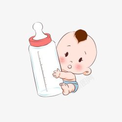 抱着奶瓶疑惑的宝宝抱着奶瓶要喝奶的宝宝高清图片