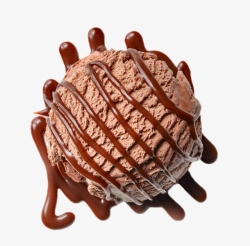 冷冻食品洒满巧克力酱料的冰激凌高清图片