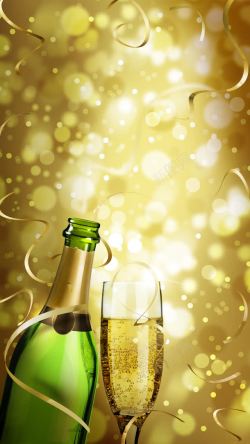 金色酒杯香槟与梦幻背景高清图片