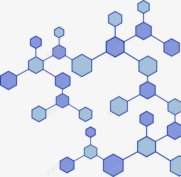 蓝色六边形几何结构png免抠素材_新图网 https://ixintu.com 几何结构 分子结构 生物分子 蓝色