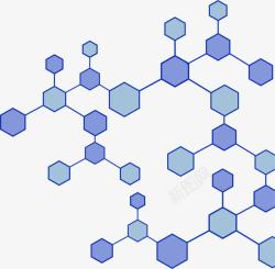 生物分子结构蓝色六边形几何结构高清图片