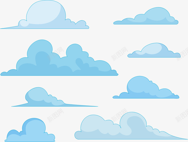 扁平蓝色云朵png免抠素材_新图网 https://ixintu.com 云彩 云朵 扁平化 矢量免费图片素材 蓝色