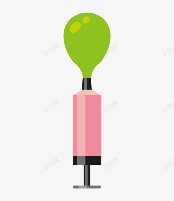 粉色气球打气筒上的绿色气球png免抠素材_新图网 https://ixintu.com 卡通手绘 打气筒 气球 粉色打气筒 绿色气球 装饰图