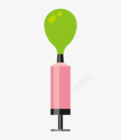 卡通打气筒粉色气球打气筒上的绿色气球高清图片