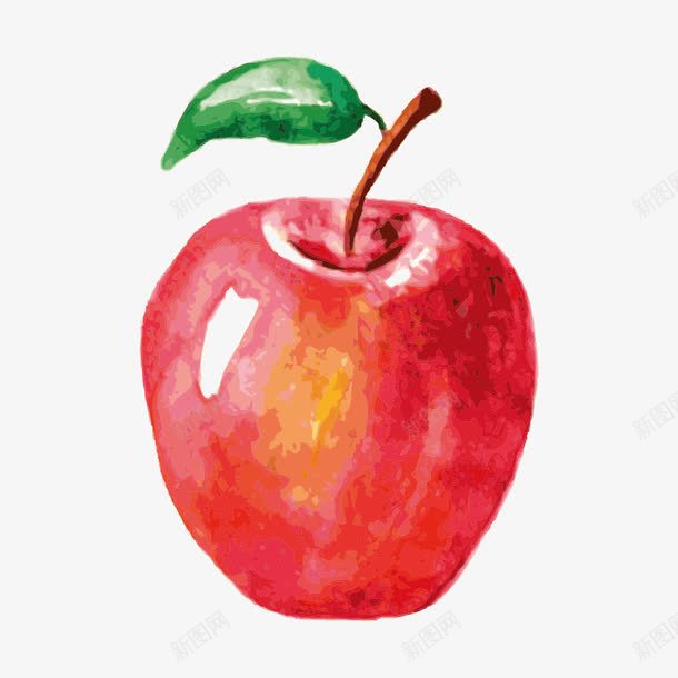 水彩苹果png免抠素材_新图网 https://ixintu.com 手绘红苹果 水彩苹果 水果 瓜果 红苹果 食物