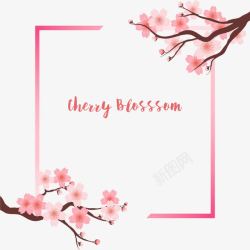 桃花框浪漫粉红桃花树枝高清图片
