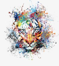 紫色老虎彩色抽象创意老虎插画高清图片