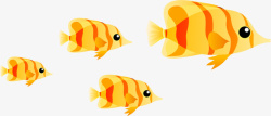 黄色小鱼黄色卡通游动鱼群高清图片