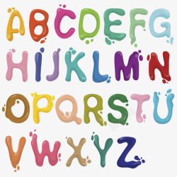 多彩英文字母多彩水墨英文字母表高清图片